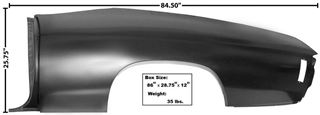 Picture of QUARTER PANEL FULL LH CONVERTIBLE 70-72 : 1473Z CHEVELLE 70-72