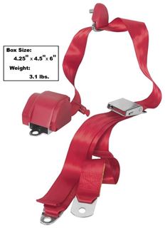 Picture of SEAT BELT 3-POINT MOUNT BRIGHT RED : SB3-RED MUSTANG 65-73